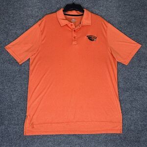 Oregon State Beavers Polo Shirt Mens 2XL Orange‎ Short Sleeve Stretch XXL Adult
